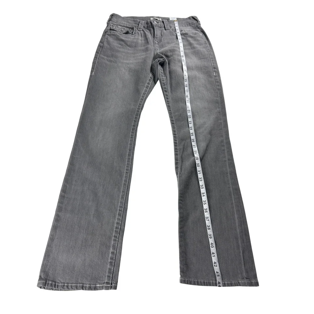 True Religion Ricky Relaxed Straight Jeans Chalk Grey Wash Flap Pocket 30x34 NEW